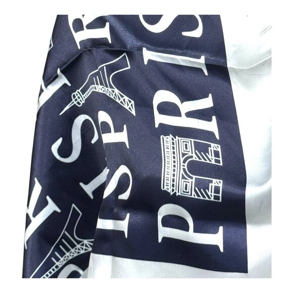 Paris Landmark Typography Silk Scarf Premium Designer Accessory J Mico Sancho - Picture 3 of 7